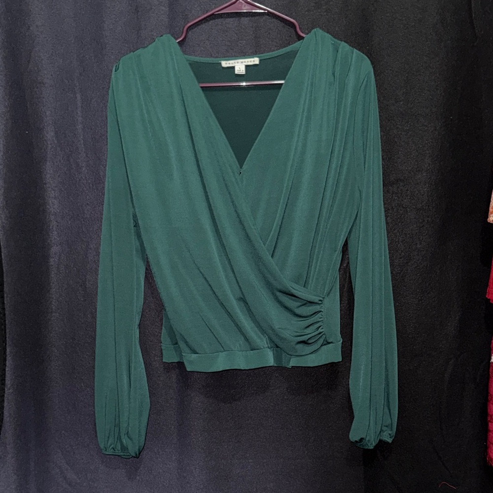 Elegant Green Wrap Top